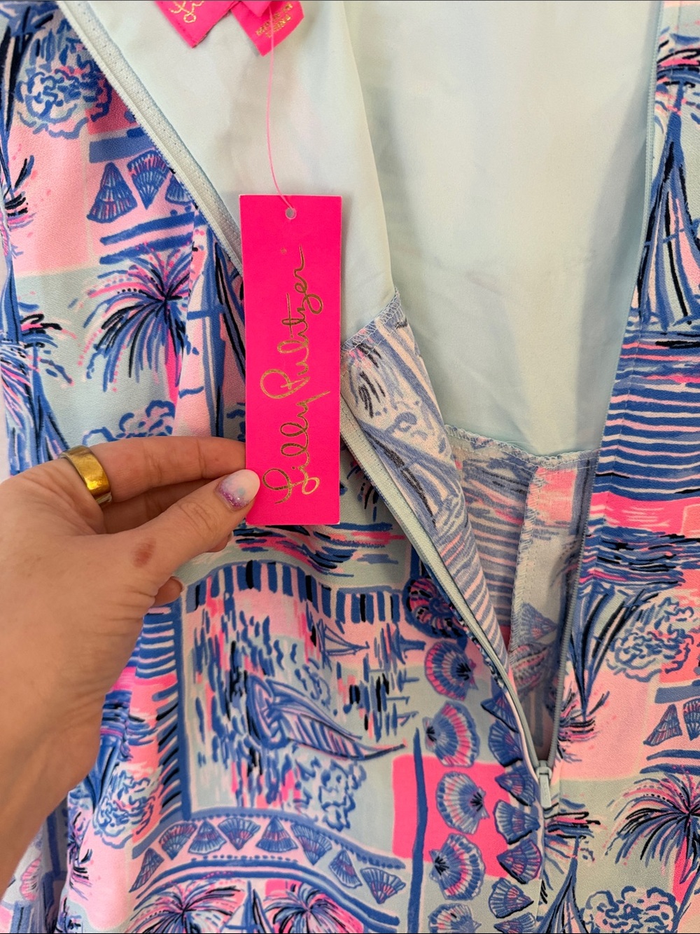 Lilly Pulitzer Size 8 Sahar Romper Dress Whisper Blue Yeah Buoy Boats NWT $168 - Picture 8 of 9